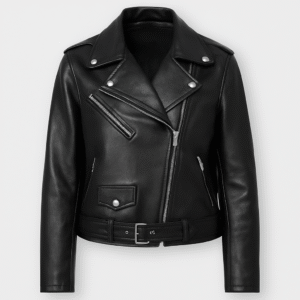 Sheep Leather Black Biker Jacket - Women
