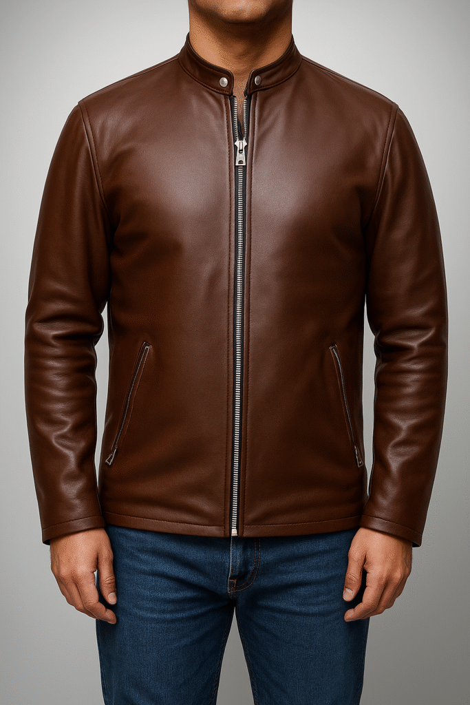 Plain Leather Jacket High Quality – Men - Image 2