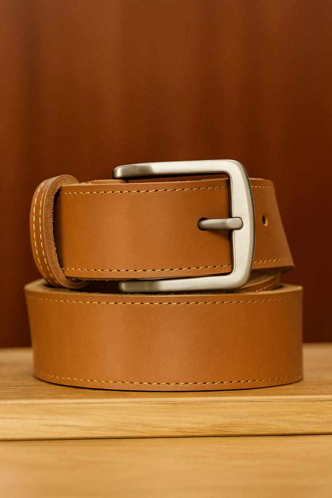 Camel Brown Pure Leather Belt - Image 2