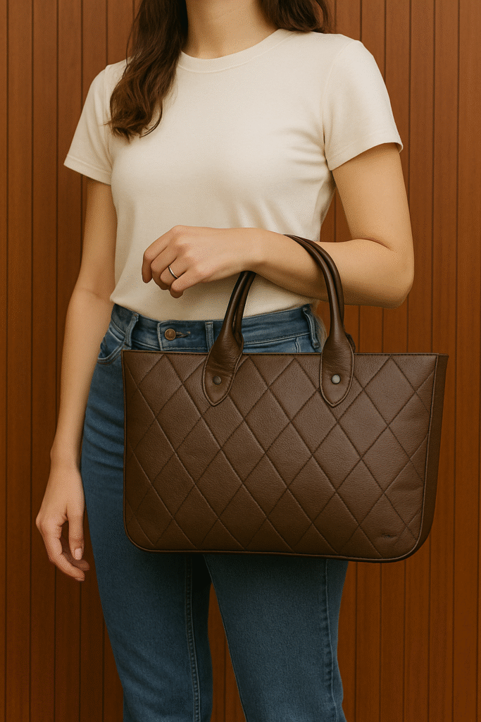 Leather Handbag in Deep Brown Colour - Womens - Image 2