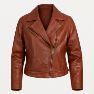 Leather Red Brown Biker Jacket - Womens