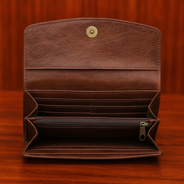 Vintage Dark Brown Leather Clutch - Men And Women - Image 2