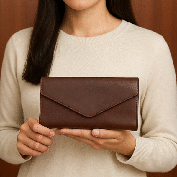 Vintage Dark Brown Leather Clutch - Men And Women - Image 3