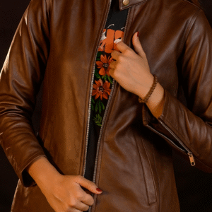 Plain Brown Leather Jacket for Ladies - Back To The Basics