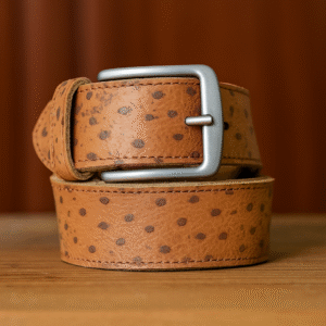 Men and Women Exotic Ostrich Texture Cow Leather Belt