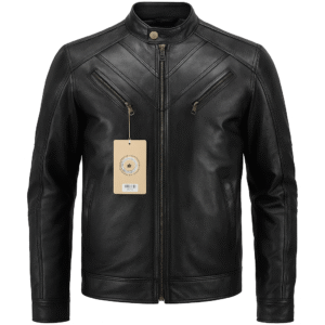 Classic Black Leather Jacket in Sheep Leather