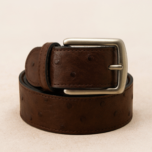 Dark Brown Belt for Men and Women in Ostrich Cow Leather