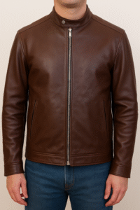 GCI-BRN Elegant Plain Leather Jacket – Men