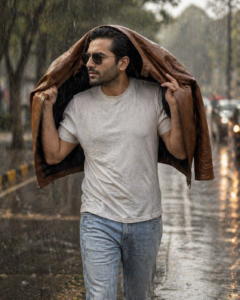 Men's Classic Style Handwaved Leather Jacket