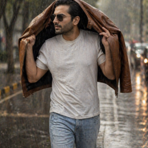 Men's Classic Style Handwaved Leather Jacket