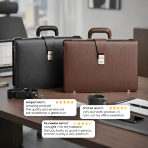 Why buy  two premium leather briefcases .
